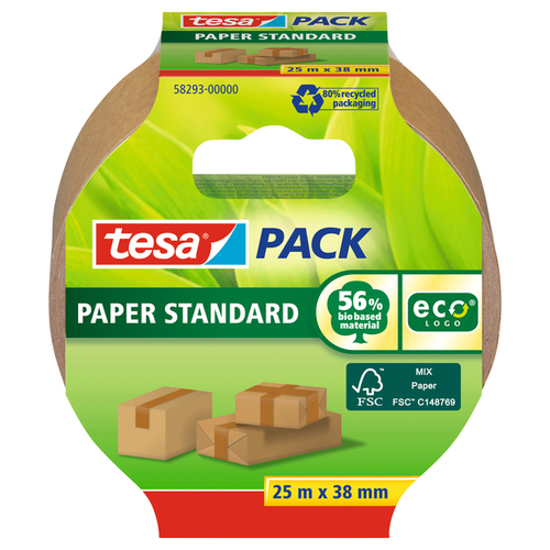 Verpakkingstape Tesa 58293 Eco Papier FSC 38MMX25M Bruin