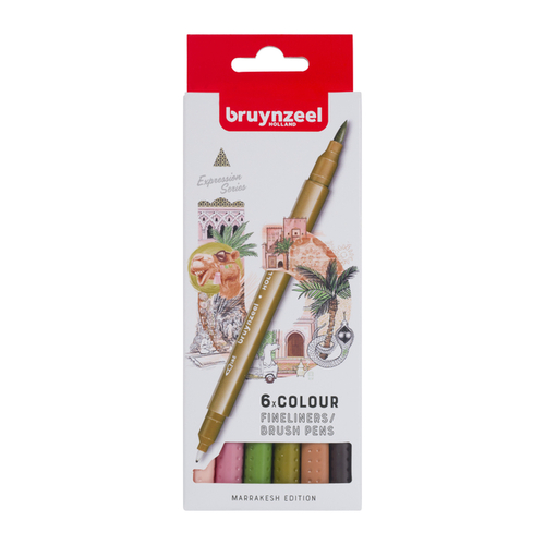 Fineliner Brush Pen Bruynzeel Creatives Marrakesh Set 6 Kleuren