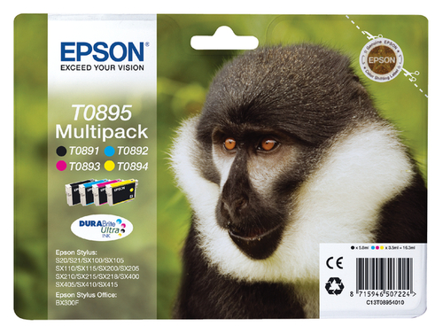 Inktcartridge Epson T0895 Zwart + 3 Kleuren