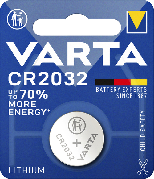 Batterij Varta Knoopcel CR2032 Lithium Blister À 1Stuk
