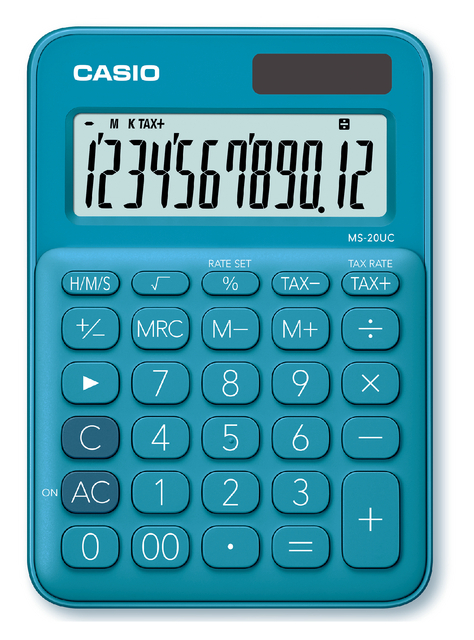 Rekenmachine Casio MS-20Uc Blauw | Kantoorartikel - bruna.nl