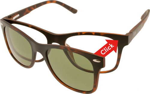 Mat tortoise ClipOn duo-leesbril - UV400 zonnelens (+1,50), | 5068640020586  | Boek - bruna.nl