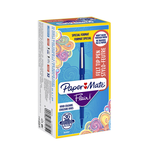 Paper Mate Flair Faserschreiber – 1,0 Mm, Blau, Wasserbasierte Tinte, Schmierfest