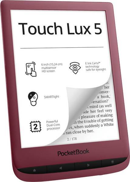 Secretaris canvas Netjes PocketBook eReader -Touch Lux 5 (Rood), | 7640152096044 | Boek - bruna.nl