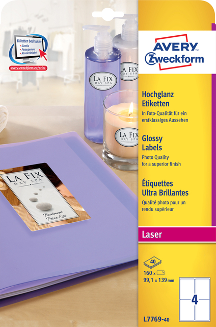 Avery-Zweckform L7876-20 ( 105 x 148 mm, Wit, 80 stuk(s), Permanent