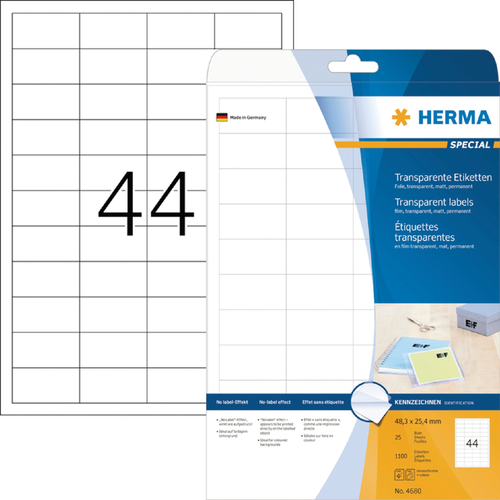 Etiket Herma 4680 48.3X25.4MM Transparant 1100Stuks