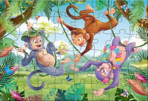 Rebo legpuzzel 48 stukjes - Monkeys in the jungle
