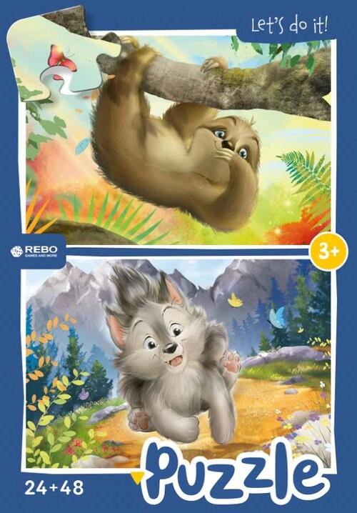 Rebo legpuzzel 24 + 48 stukjes - Little Wolf and sloth