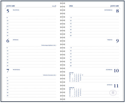 Agendavulling 2025 Ryam Memoplan 7 7Dagen/2Pagina's Wit