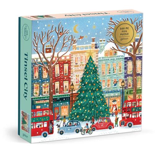 Galison Tinsel City 500 Piece Foil Puzzle -   (ISBN: 9780735385627)