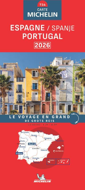 Michelin Wegenkaart 734 Spanje Portugal 2026 -   (ISBN: 9782067270336)