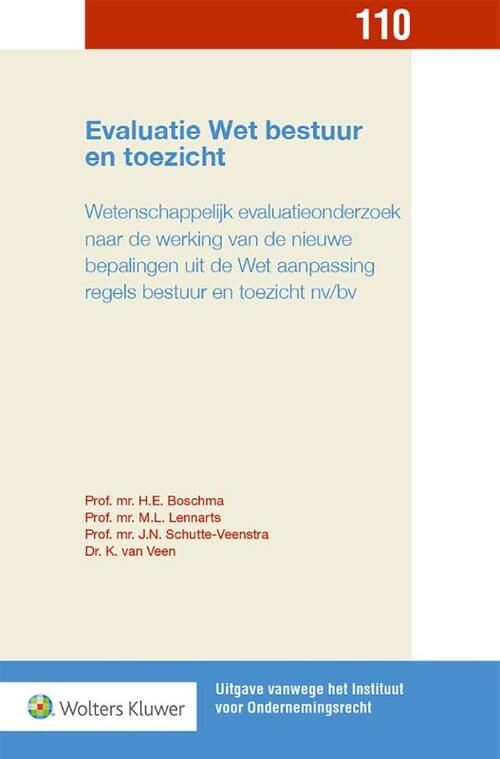 Evaluatie Wet bestuur en toezicht -  H.E. Boschma (ISBN: 9789013148480)