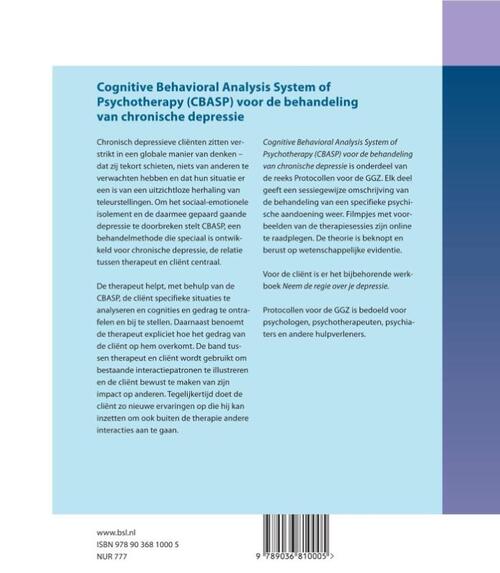 Cognitive Behavioral Analysis System Of Psychotherapy CBASP Voor De Cognitive behavioral analysis system of psychotherapy cbasp voor de