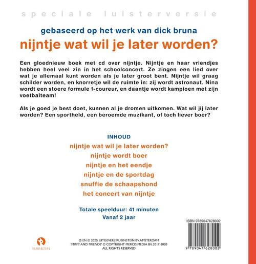 Nijntje Wat Wil Je Later Worden?, Dick Bruna Boek 9789047628002 Bruna