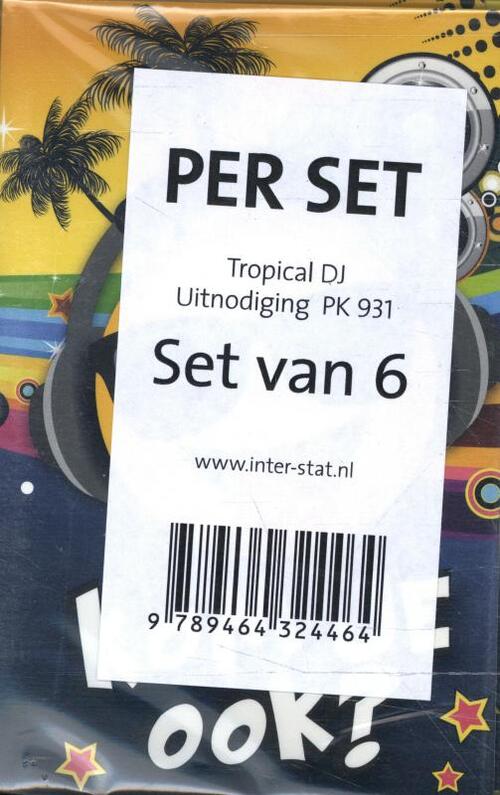 Tropical DJ- uitnodiging PK 931 / set van 6