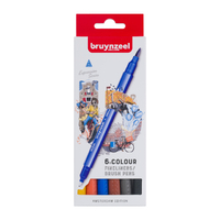 Fineliner Brush Pen Bruynzeel Creatives Amsterdam Set 6 Kleuren