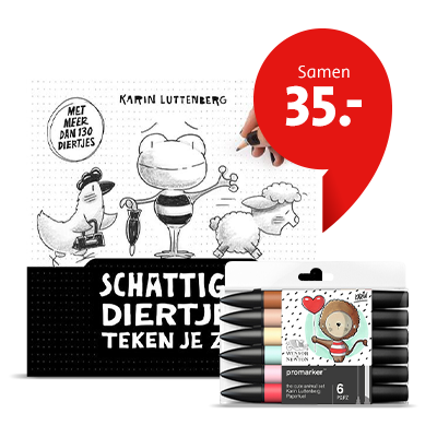 Boek Schattige diertjes teken je zo én Paperfuel markerset